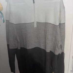Men's Gray and Black Half-Zip Sweater